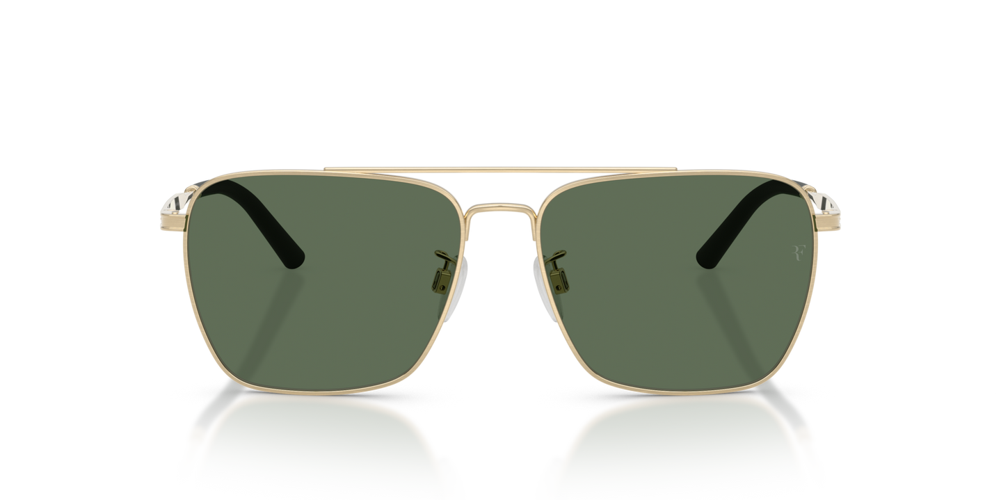 Oliver Peoples R-15 with Brushed Gold frame and Green lenses - Image Temple