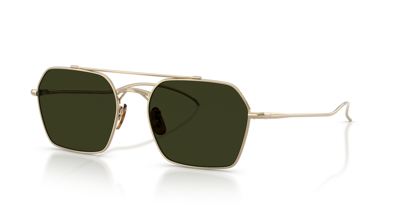 Oliver Peoples TK-15 avec une monture Or et des verres Vert - Image Plaquettes de nez