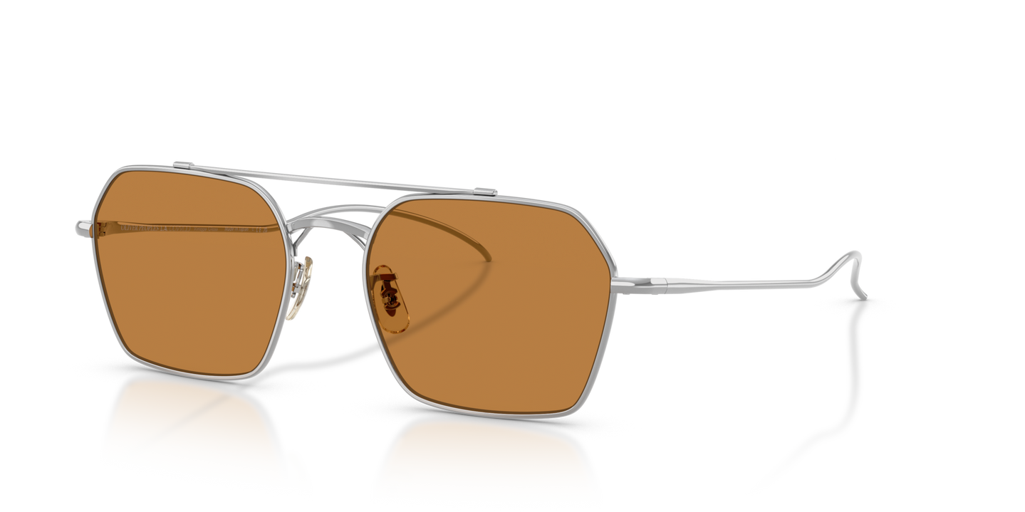 Oliver Peoples TK-15 with Silver frame and Brown lenses - Image Nosepads