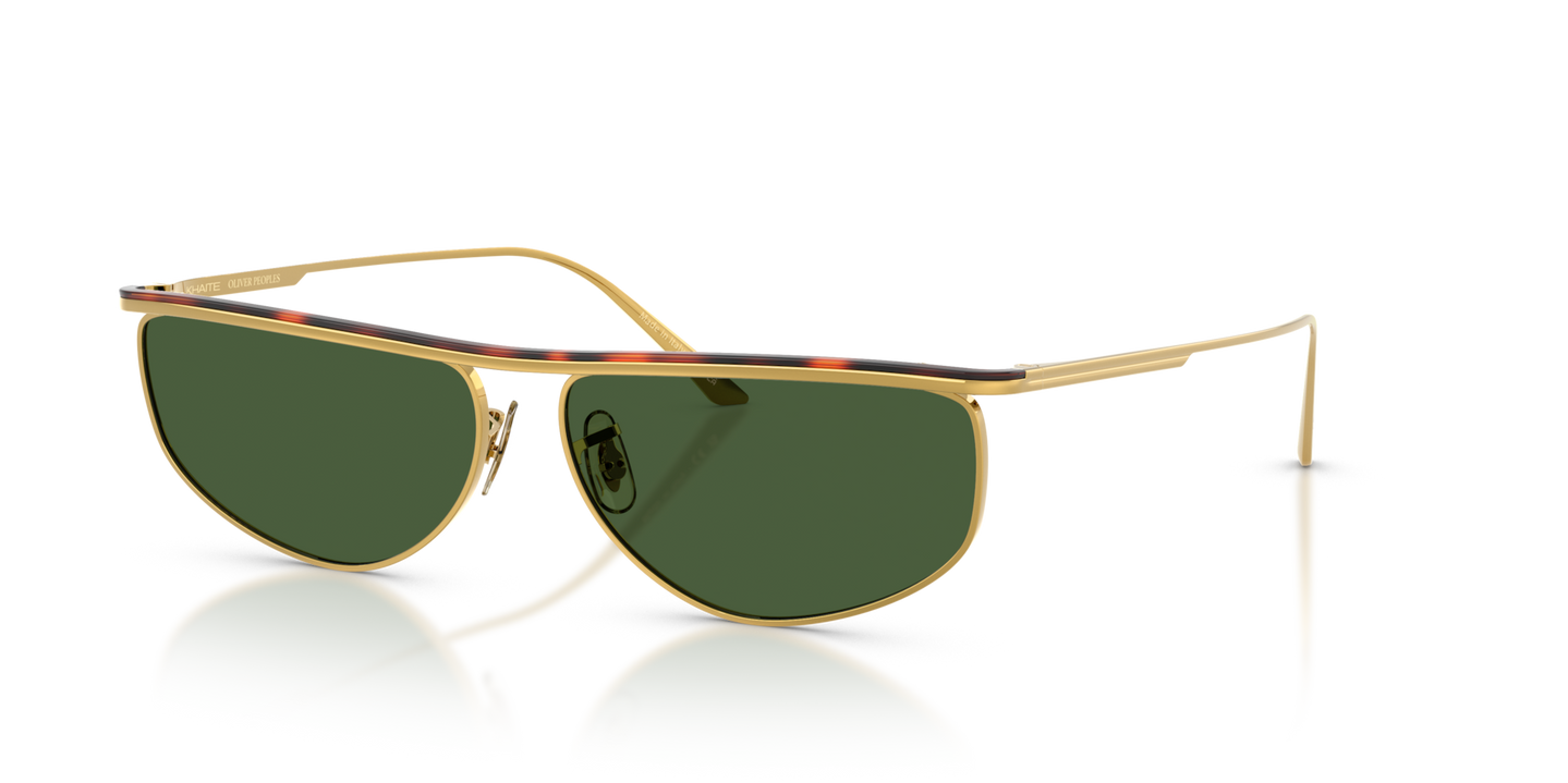 Oliver Peoples 1986C with Gold/Dark Mahogany frame and Green lenses - Image Windsor Rim
