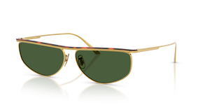 Sie Oliver Peoples 1986C mit Gold/Dunkles Mahagoni Gestell und Grün Gläsern - Bild 1