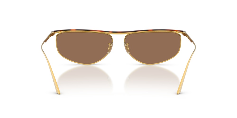 Sie Oliver Peoples 1986C mit Gold/Dunkles Mahagoni Gestell und Braun Gläsern - Das Bild 5