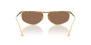 Sie Oliver Peoples 1986C mit Gold/Dunkles Mahagoni Gestell und Braun Gläsern - Das Bild 5