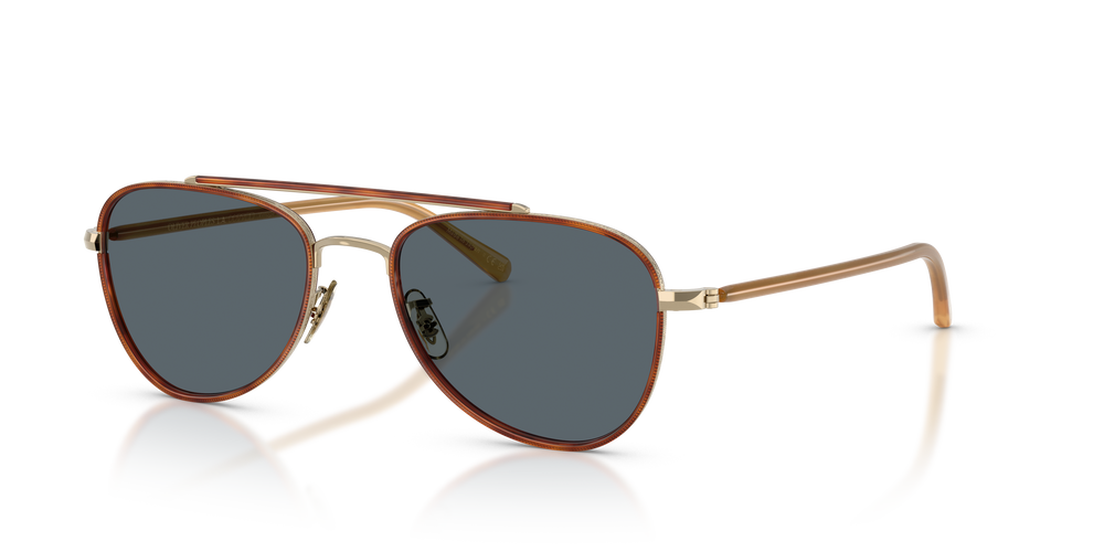 Sie Oliver Peoples Sacoye mit Gold/Bernstein Gestell und Blau Gläsern - Das Bild 1