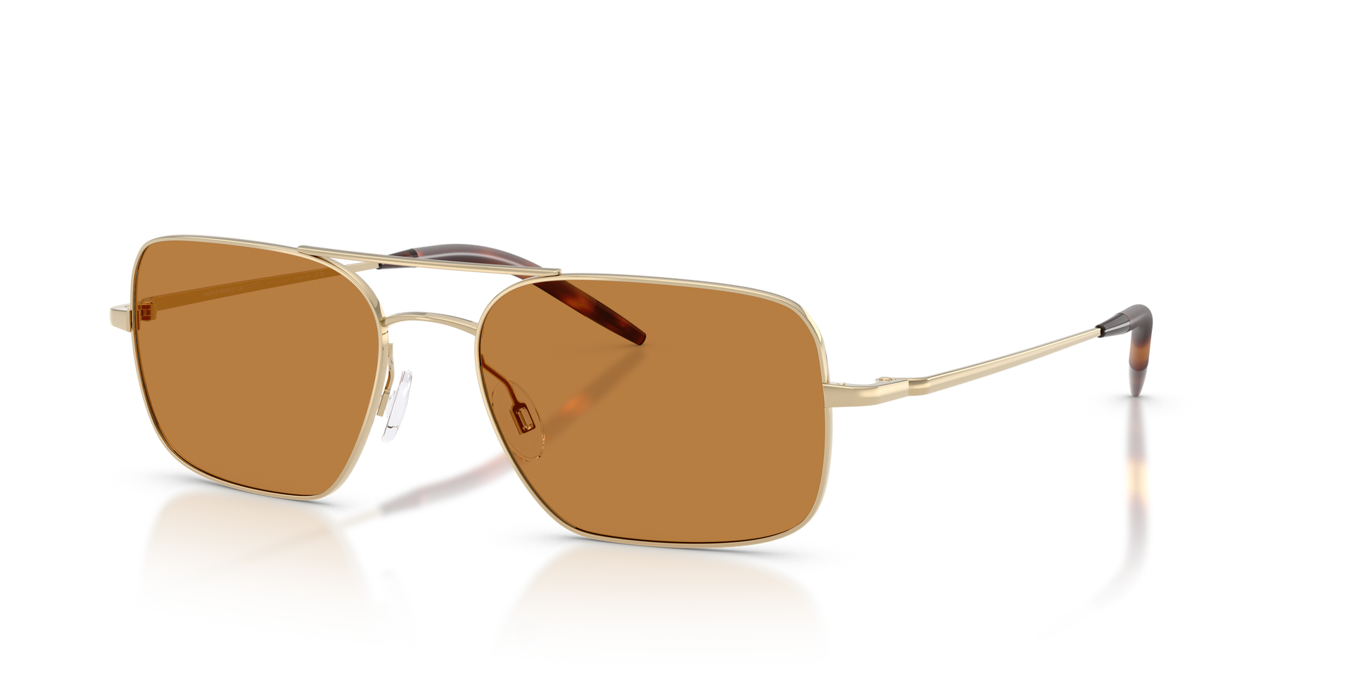 Oliver Peoples Victory II の ゴールド フレームと コニャック レンズ