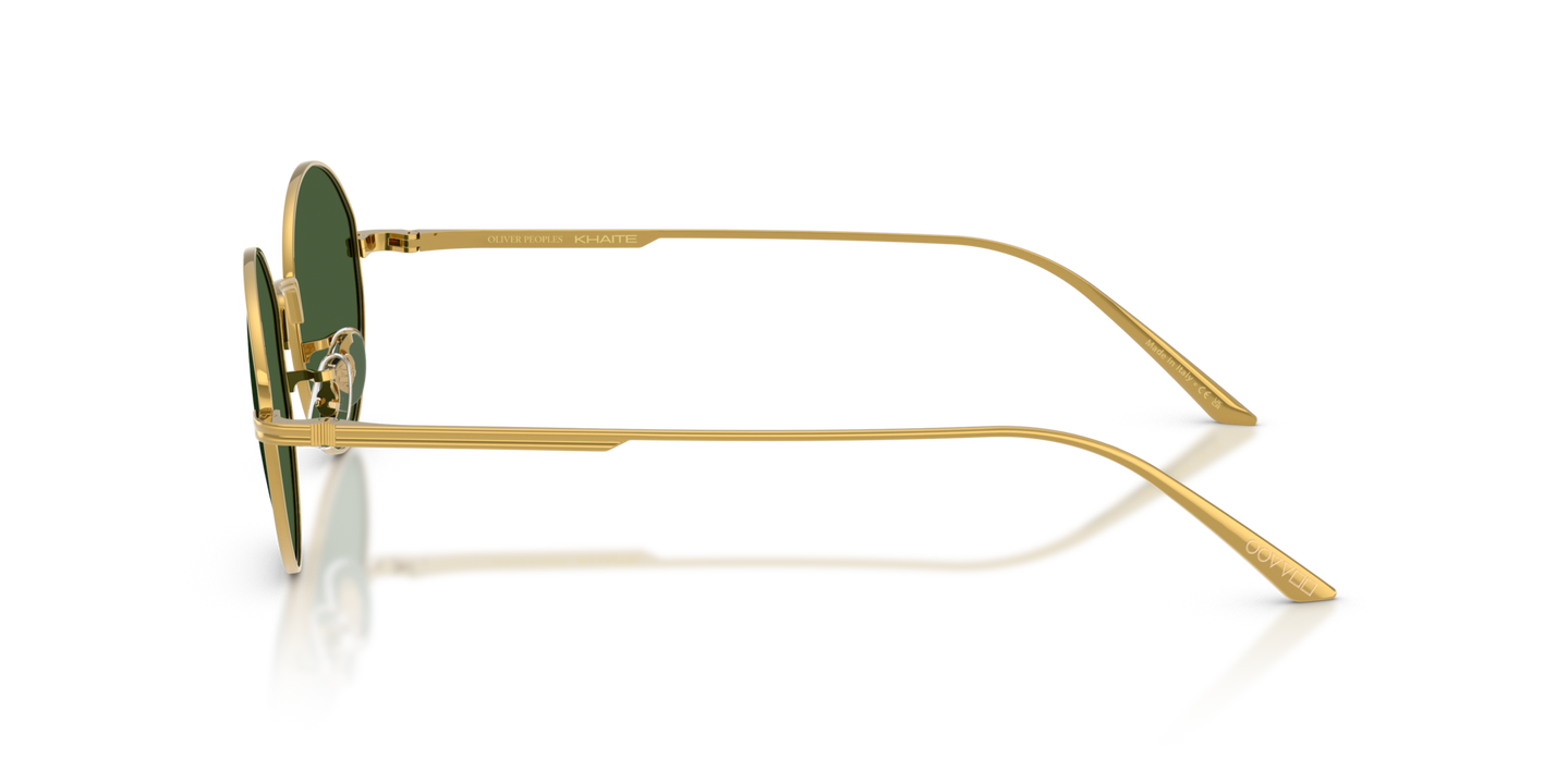Oliver Peoples 1994C、ゴールドフレーム、グリーンレンズ - 画像 Khaite テンプル