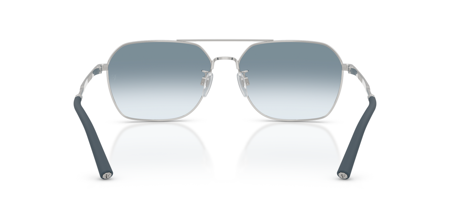Oliver Peoples R-17 with Brushed Silver frame and Blue lenses - Image Nosepads