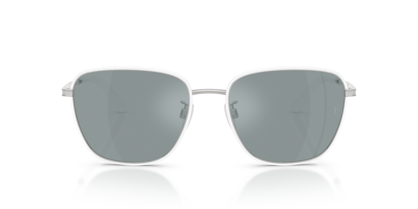Oliver Peoples R-18 con montatura Bianco/Argento e lenti  Grigio - Immagine Lenti ad alte prestazioni