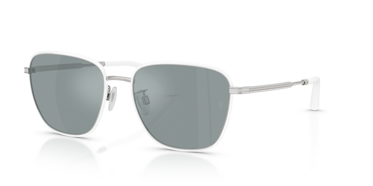 Oliver Peoples R-18 con montatura Bianco/Argento e lenti  Grigio - Immagine Cerchi