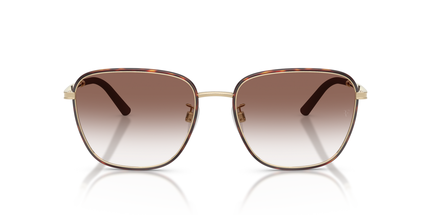 Oliver Peoples R-18 con montura Dorado satinado / Caoba oscuro y lentes Marrón - Imagen Lentes
