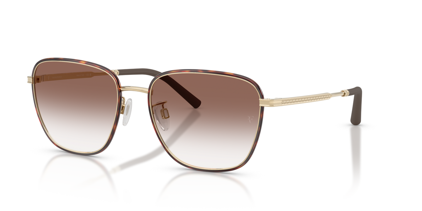 Oliver Peoples R-18 con montura Dorado satinado / Caoba oscuro y lentes Marrón - Imagen Aros