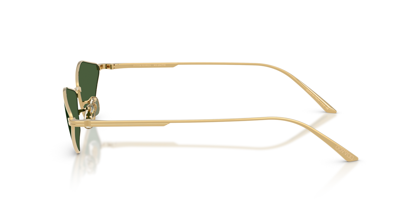 Sie Oliver Peoples 2001C mit Gold Gestell und Grün Gläsern - Bild Khaite Bügel