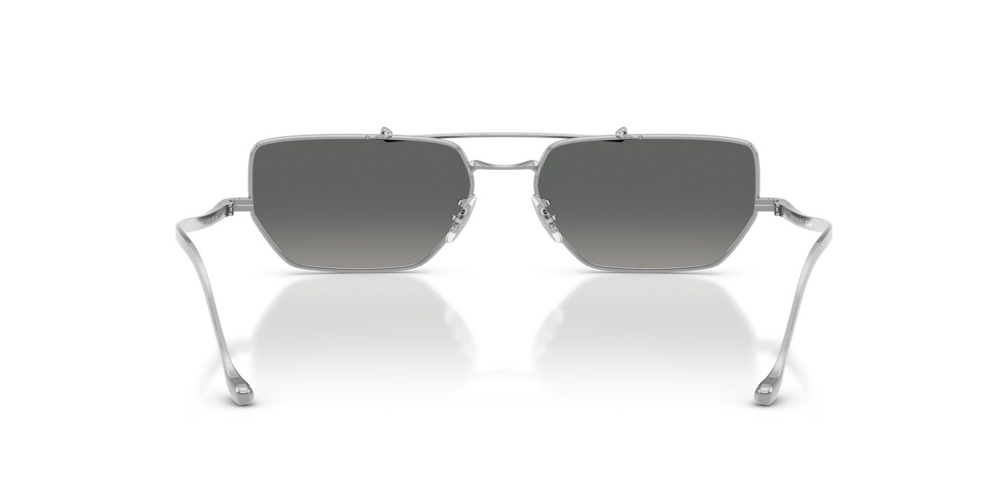 Sie Oliver Peoples Edition 7 mit Silber Gestell und Grau Gläsern - Bild Stegplättchen