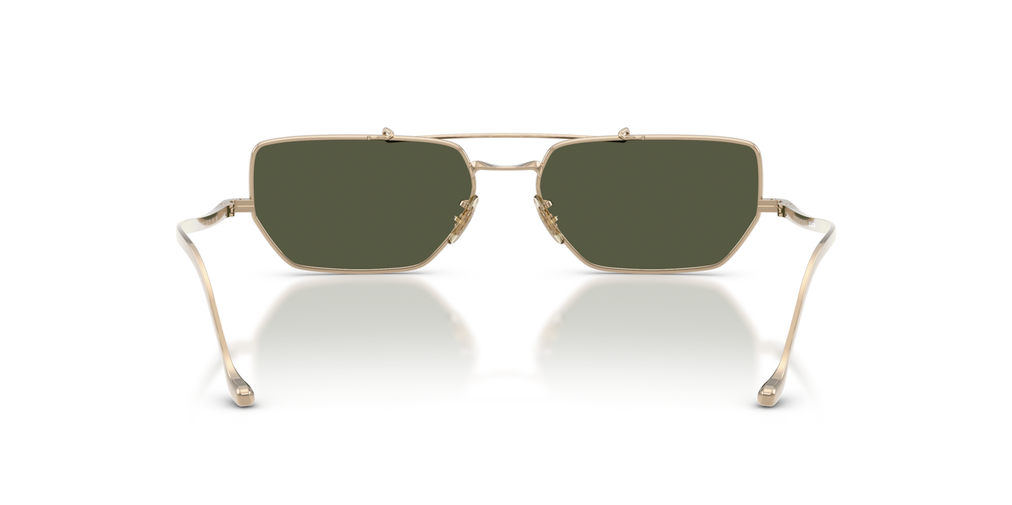 Sie Oliver Peoples Edition 7 mit Gold Gestell und Grün Gläsern - Bild Stegplättchen