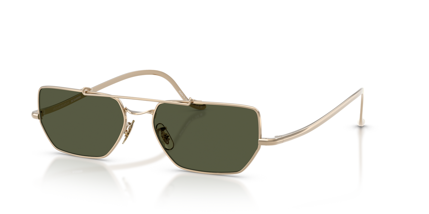 Sie Oliver Peoples Edition 7 mit Gold Gestell und Grün Gläsern - Bild Oberer Steg