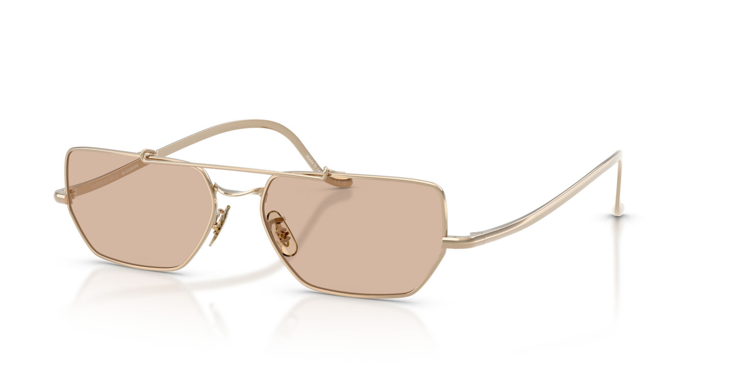 Sie Oliver Peoples Edition 7 mit Gold Gestell und Braun Gläsern - Bild Oberer Steg