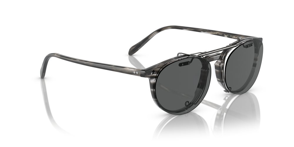 Oliver Peoples Riley-R Flip-Up Clip con montura Estaño Envejecido y lentes Gris - El 5