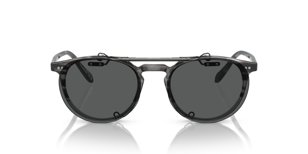 Oliver Peoples Riley-R Flip-Up Clip con montura Estaño Envejecido y lentes Gris - El 4