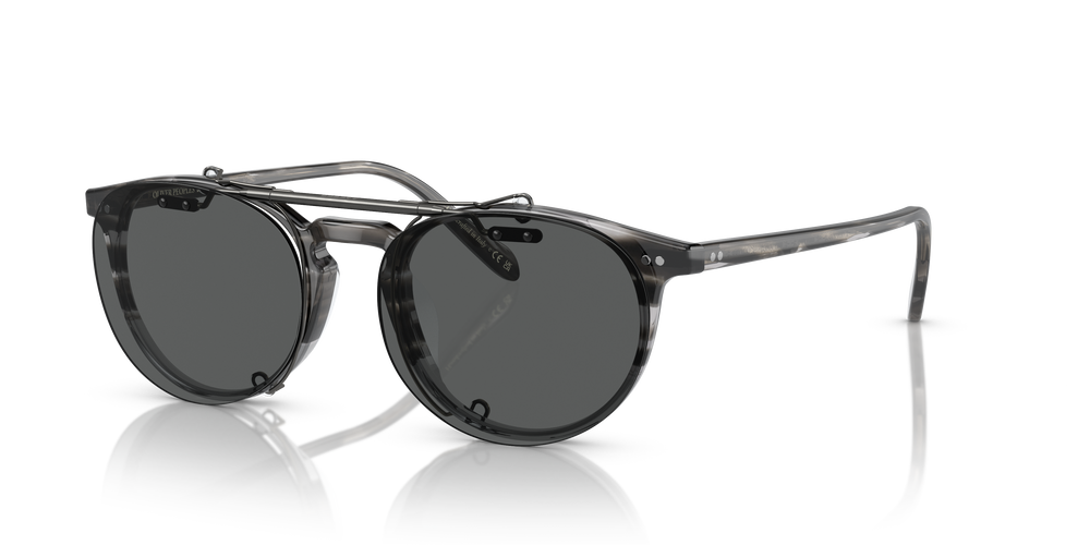 Oliver Peoples Riley-R Flip-Up Clip con montura Estaño Envejecido y lentes Gris - El 3