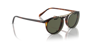 Oliver Peoples Riley-R Flip-Up Clip con montatura Oro Spazzolato e lenti  Verde - L'immagine 5