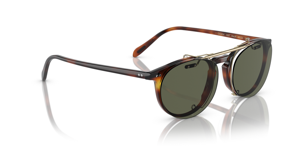 Oliver Peoples Riley-R Flip-Up Clip with Brushed Gold frame and Green lenses - image 5