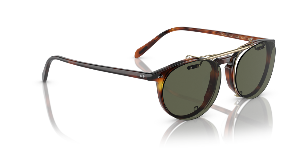 Sie Oliver Peoples Riley-R Flip-Up Clip mit Gold gebürstet Gestell und Grün Gläsern - Bild 5