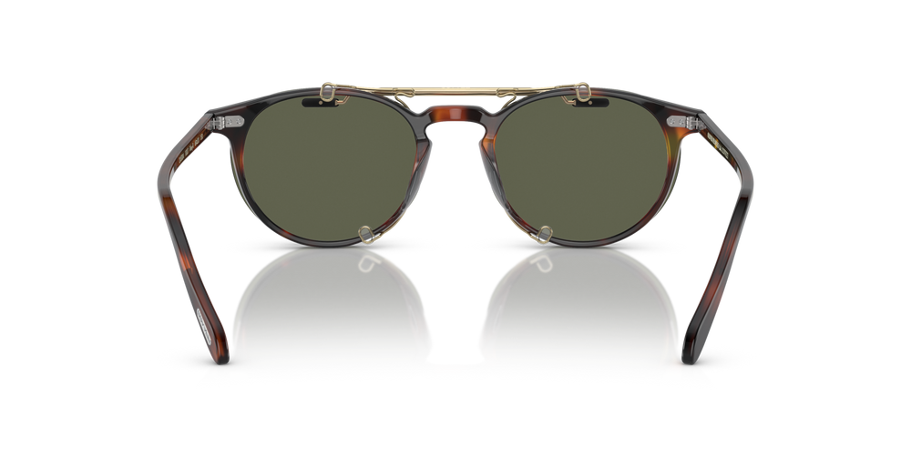Oliver Peoples Riley-R Flip-Up Clip with Brushed Gold frame and Green lenses - image 7