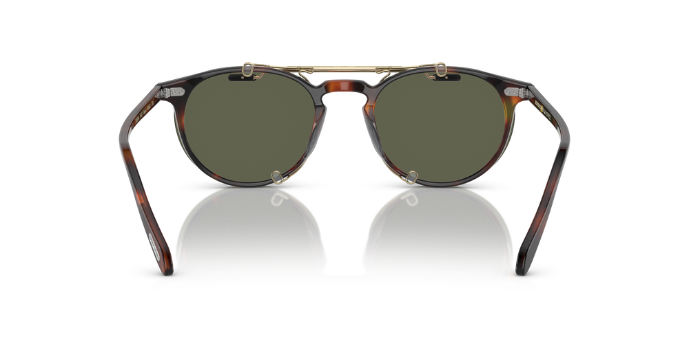 Oliver Peoples Riley-R Flip-Up Clip con montatura Oro Spazzolato e lenti  Verde - L'immagine 7