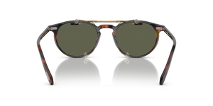 Oliver Peoples Riley-R Flip-Up Clip con montatura Oro Spazzolato e lenti  Verde - L'immagine 7