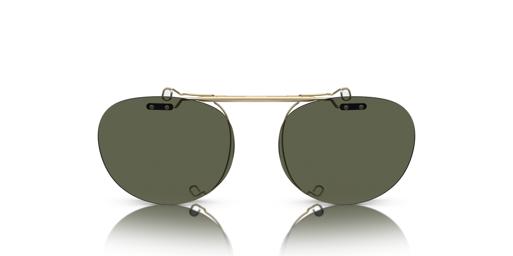 Oliver Peoples Riley-R Flip-Up Clip con montatura Oro Spazzolato e lenti  Verde - L'immagine 1