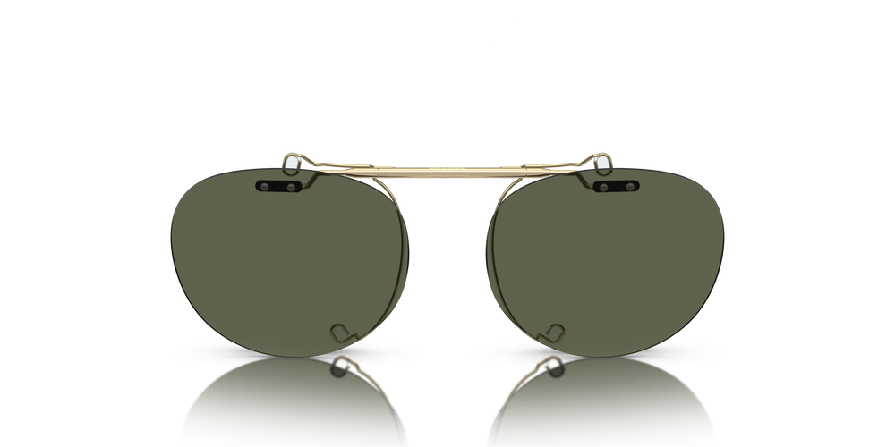 Oliver Peoples Riley-R Flip-Up Clip con montatura Oro Spazzolato e lenti  Verde - L'immagine 2