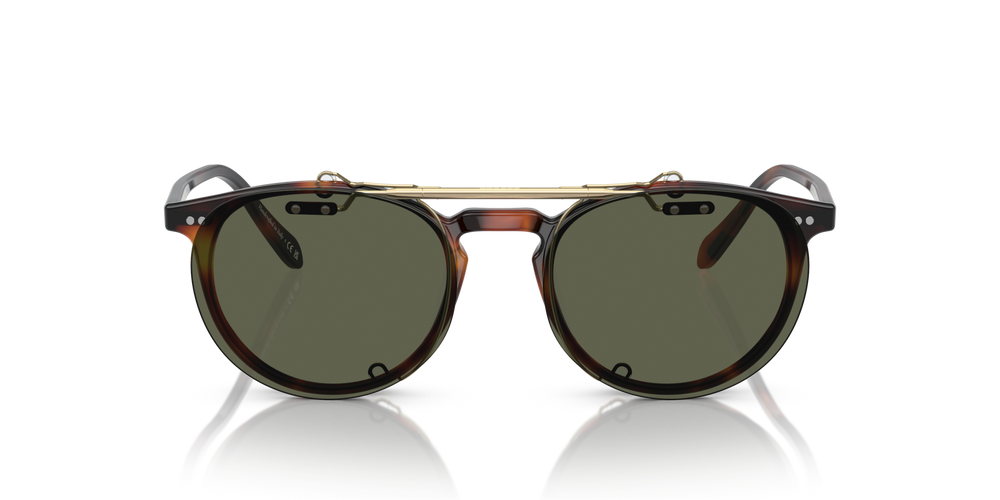 Oliver Peoples Riley-R Flip-Up Clip con montatura Oro Spazzolato e lenti  Verde - immagine 4