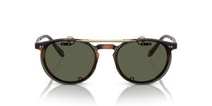 Oliver Peoples Riley-R Flip-Up Clip with Brushed Gold frame and Green lenses - image 4
