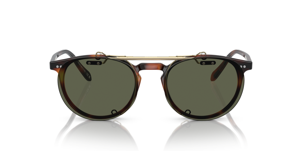Oliver Peoples Riley-R Flip-Up Clip with Brushed Gold frame and G