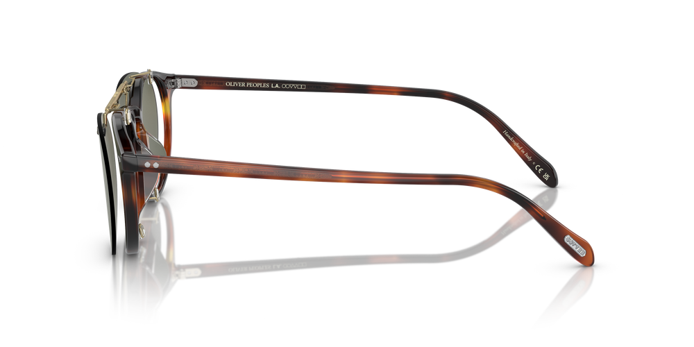Oliver Peoples Riley-R Flip-Up Clip con montatura Oro Spazzolato e lenti  Verde - L'immagine 6