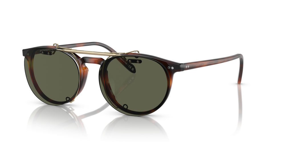Oliver Peoples Riley-R Flip-Up Clip con montatura Oro Spazzolato e lenti  Verde - immagine 3