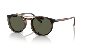 Oliver Peoples Riley-R Flip-Up Clip with Brushed Gold frame and Green lenses - image 3