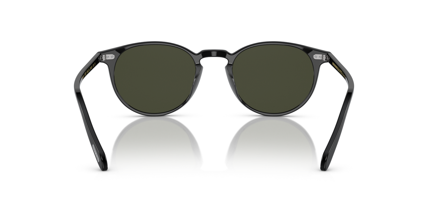 Oliver Peoples Riley Sun with Black frame and Green lenses - Image Nosepads