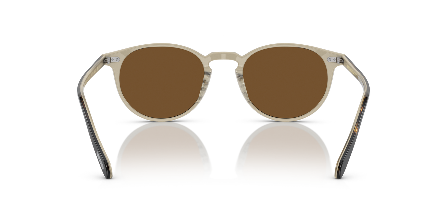 OLIVER PEOPLE ブラウン ラウンドサングラス Oliver Peoples Riley Sun with Horn frame and True Brown Polarized