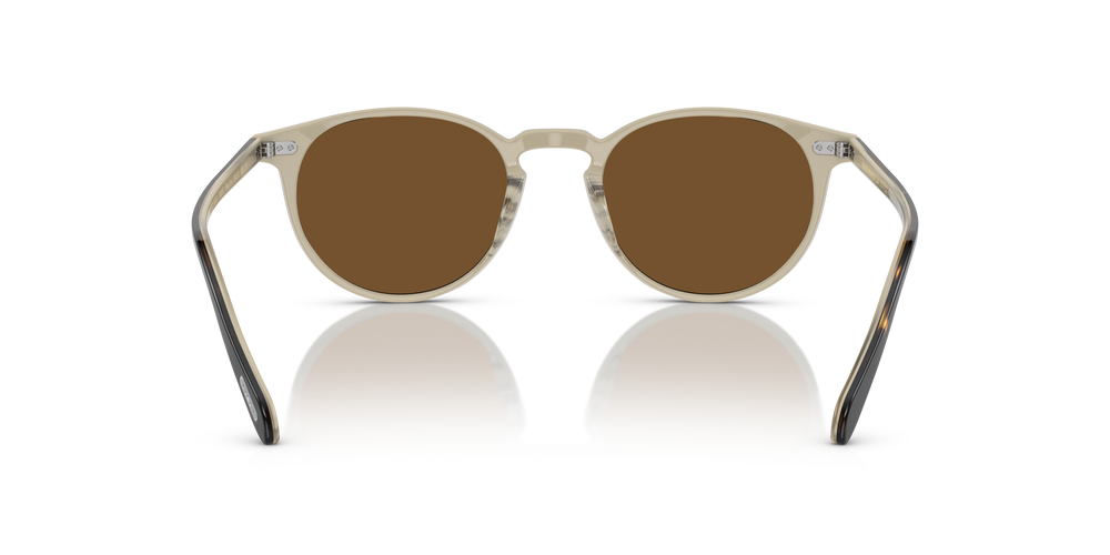 OLIVER PEOPLE ブラウン ラウンドサングラス Oliver Peoples Riley Sun with Horn frame and True Brown Polarized