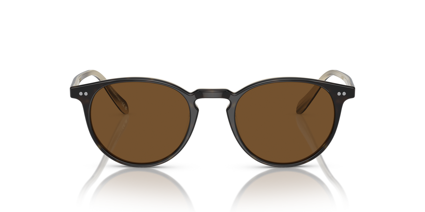 Oliver Peoples Riley Sun with Horn frame and Brown lenses - Image Lenses