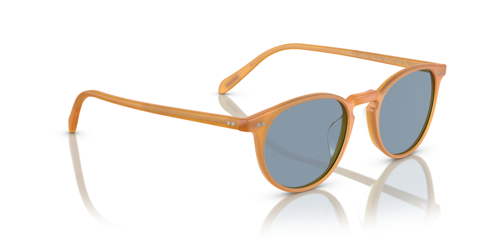 Oliver Peoples Riley Sun avec une monture Ambre semi-mat Écaille de tortue et des verres Bleu - image 3