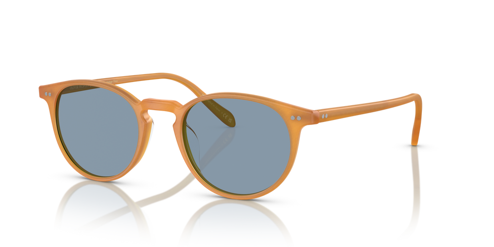 Oliver Peoples Riley Sun、セミマットアンバートータスフレーム、ブルーレンズ - 画像 4