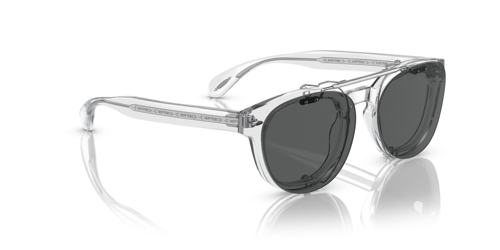 Oliver Peoples Sheldrake Flip-Up Clip with Brushed Silver frame and Grey lenses - Image 4