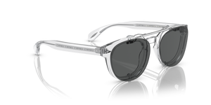 Oliver Peoples Sheldrake Flip-Up Clip con montura Plata Cepillado y lentes Gris - El 4