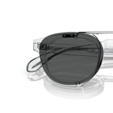 Oliver Peoples Sheldrake Flip-Up Clip、ブラッシュシルバーフレーム、グレーレンズ - Variant