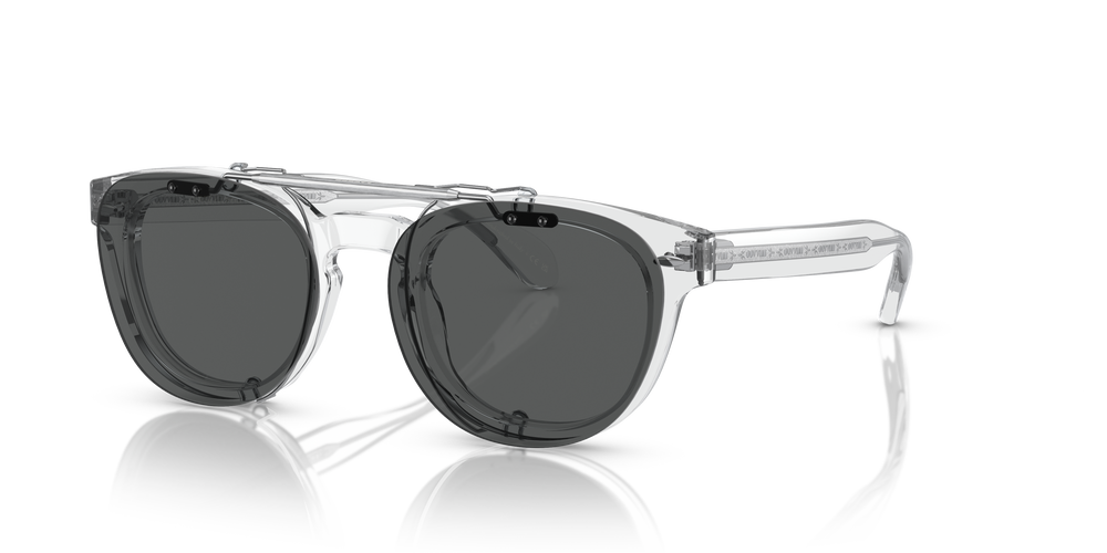 Oliver Peoples Sheldrake Flip-Up Clip with Brushed Silver frame and Grey lenses - Image 2