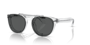 Oliver Peoples Sheldrake Flip-Up Clip with Brushed Silver frame and Grey lenses - Image 2
