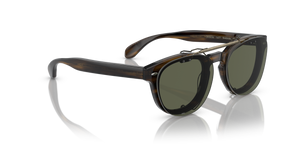 Oliver Peoples Sheldrake Flip-Up Clip avec une monture Or patiné et des verres Vert - image 4