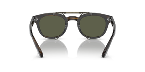 Oliver Peoples Sheldrake Flip-Up Clip con montura Oro Envejecido y lentes Verde - El 6